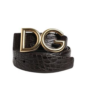 Dolce & Gabbana Black Exotic Leather DG Logo Buckle Men's Belt